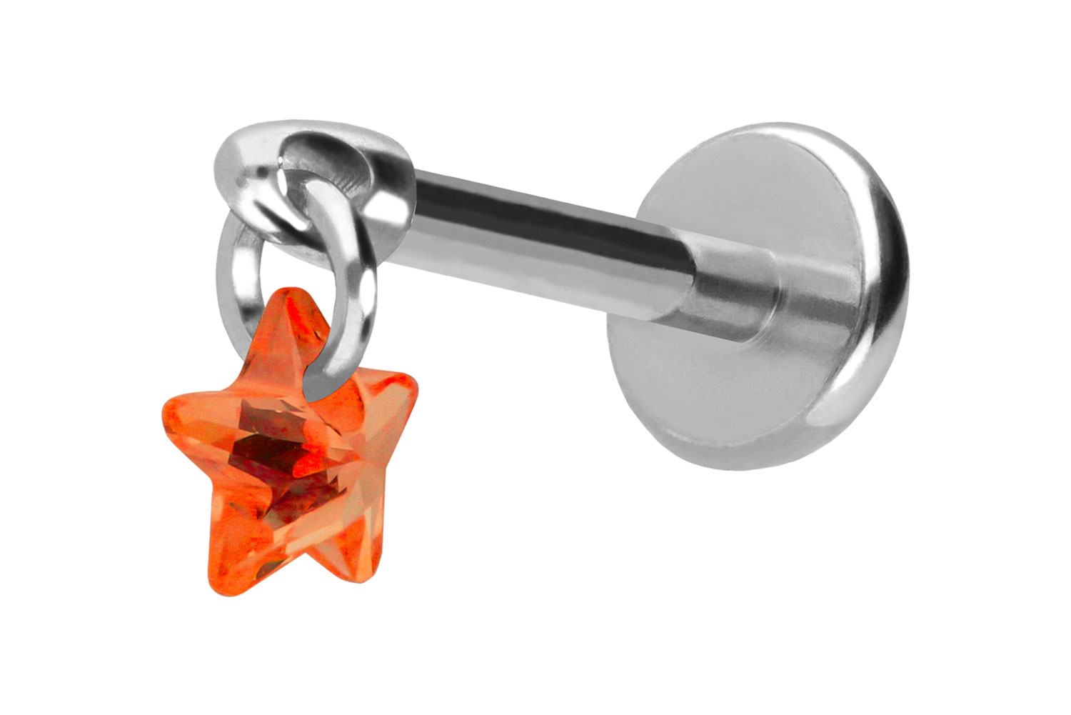 Titan Labret Piercing mit Push Fit KRISTALLSTERN